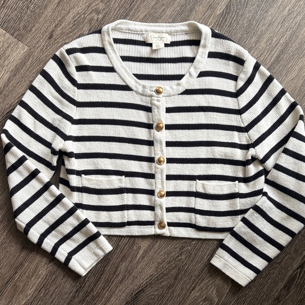 Striped Black and White Striped Cardigan